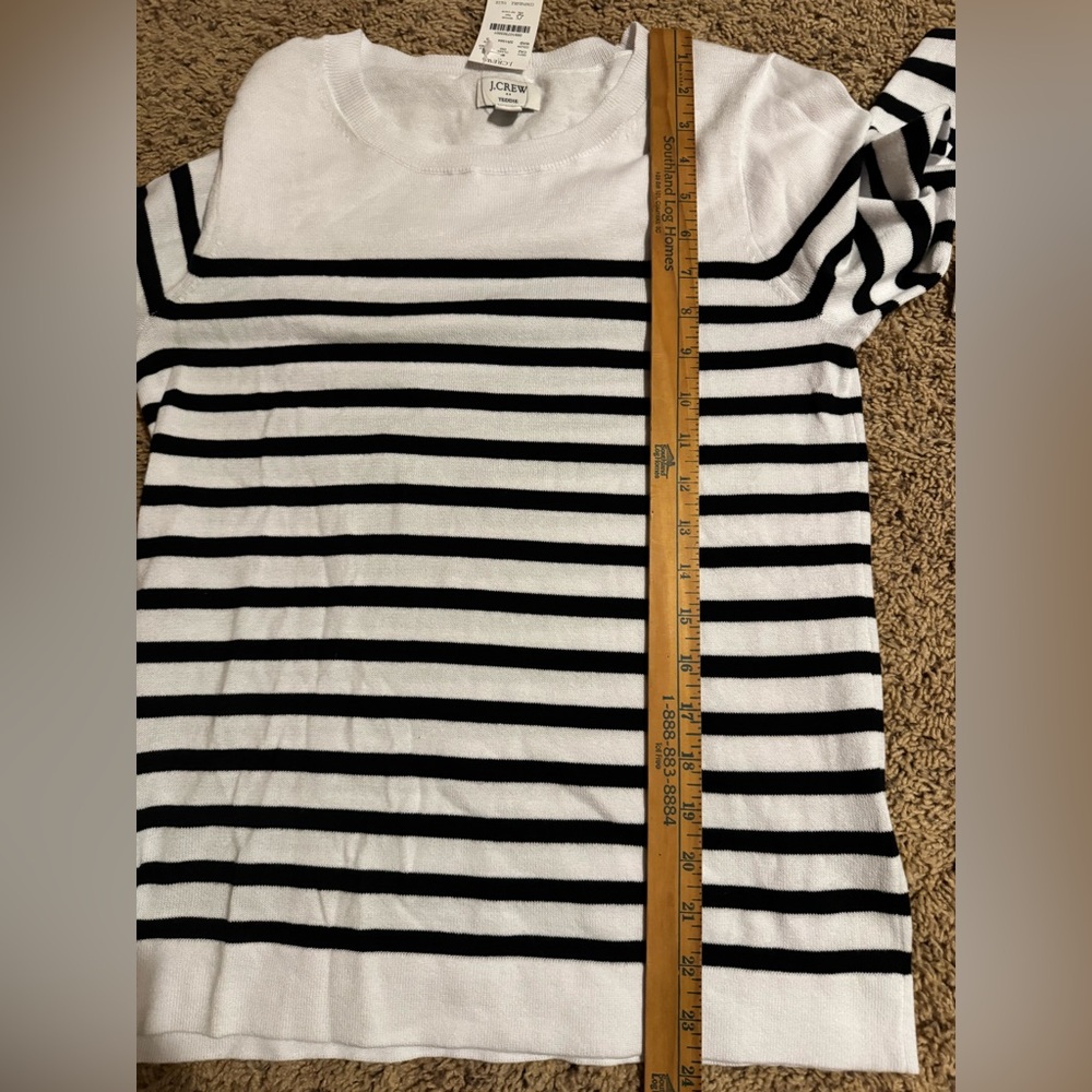NWT J.Crew Striped Cotton Sweater – White & Black – Size Small - Picture 6 of 7